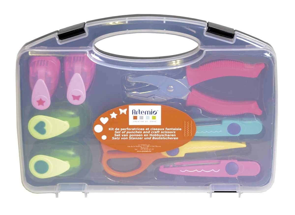 Artemio Case of Craft Punches and Scissors, Multi-Colour