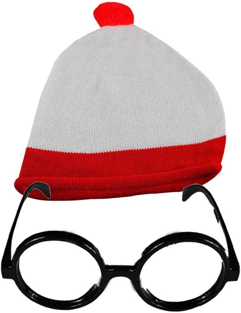 Mens Red/White Tshirt Hat Glasses 3 Piece Set Womens Red/White Tshirt Hat Glasses Socks 4 Piece Set Kids Red/White Tshirt Hat Glasses 3 Piece Set Book Week Fancy Dress