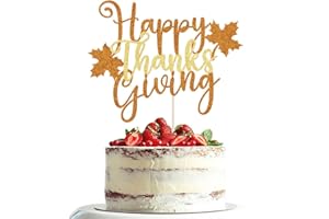 Dxsdgetue Happy Thanksgiving Cake Topper Glitter Maple Leaf Fall Theme Cake Pick Decorations for Thanksgiving Day Theme Party Cake Decorations