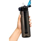 22oz Water Filter Bottle, Portable Outdoor Filtered Water Bottle with Multi-Layer Filtration, Improves Taste &amp; Reduces Odor, BPA-Free Reusable Bottle for Hiking, Camping &amp; Travel (Black)