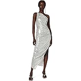BCBGMAXAZRIA Womens One Shoulder Neck Sunburst Pleated Maxi Dress