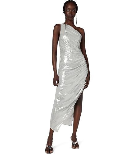BCBGMAXAZRIA Women's One Shoulder Gown with Pleated Strap, Green, 2 : Clothing, Shoes & Jewelry