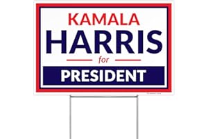 Harris For President 2024 Yard Sign, Democratic Yard Signs, 12x18 Inches Corrugated Plastic Double Sided with Metal H Stake Waterproof, Outdoor Lawn Signage, Made in USA by Armo