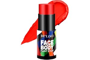 LA CATRINA DE'LANCI Red Face Paint Stick, Full-coverage Sports Football Face Body Paint Foundation Makeup. Professional Halloween Clown Joker Zombie Vampire Cosplay Special Effects SFX Eye Black Stick