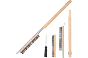 GOKOTASA 22'' Pizza Oven Brush with Stone Scraper, Includes 2 Brush Heads and Screwdriver, Works with Ooni Pizza Oven, Heat-Resistant Stainless-Steel 2-in-1 Pizza Stone Brush, Pizza Oven Brush and Accessories