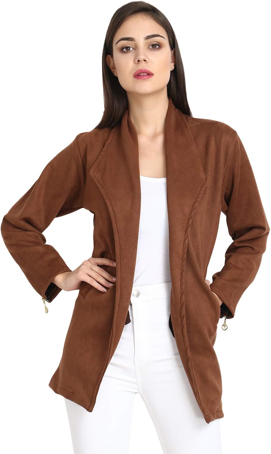 DIMPY GARMENTS BuyNewTrend Women Suede Coat Blazer