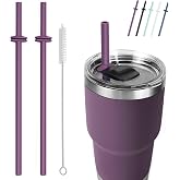 MOVOLIVI Silicone Straw for Yeti Rambler with Magnetic Slider, Multicolor | 2PCS Reusable Straws &amp; 1 Cleaning Brush for Yeti 30/20 oz Tumbler with Magslider Lid, Adjustable Drinking Straw Accessories