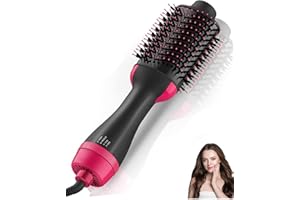 Nurifi Hair Dryer Blow Dryer Brush, Hair Dryer and Styler Volumizer, Hot Air Brush for Straightening, Curling, Drying, Salon, One Step Styling Tools Pink