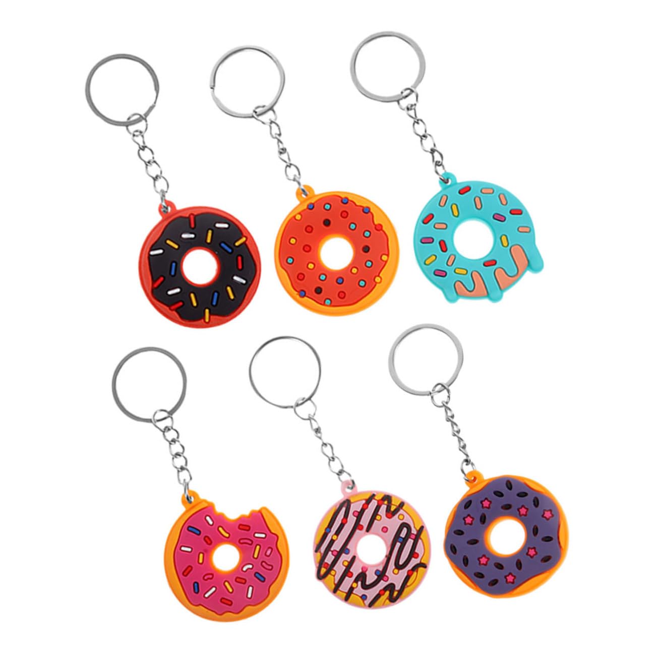 Toyvian Doughnut Keychain Pendant 3.94 Inch Soft Pvc Bag Hanging Charm Decorative Key Ring for Backpack Purse 6 Pack