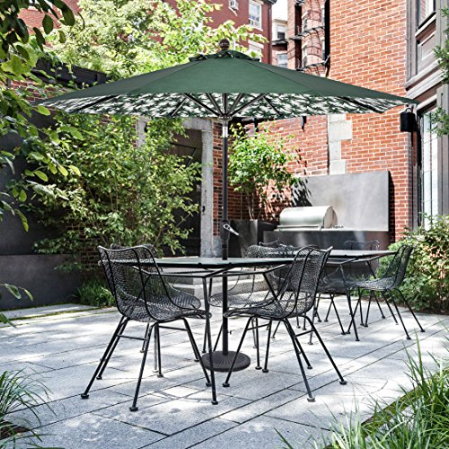 LCH Novelty Design 9 ft Patio Umbrella Outdoor Backyard Deck Table Umbrella Sturdy Pole, 8 Ribs, Crank Open, Push Button Tilting, Green/Coast Tree