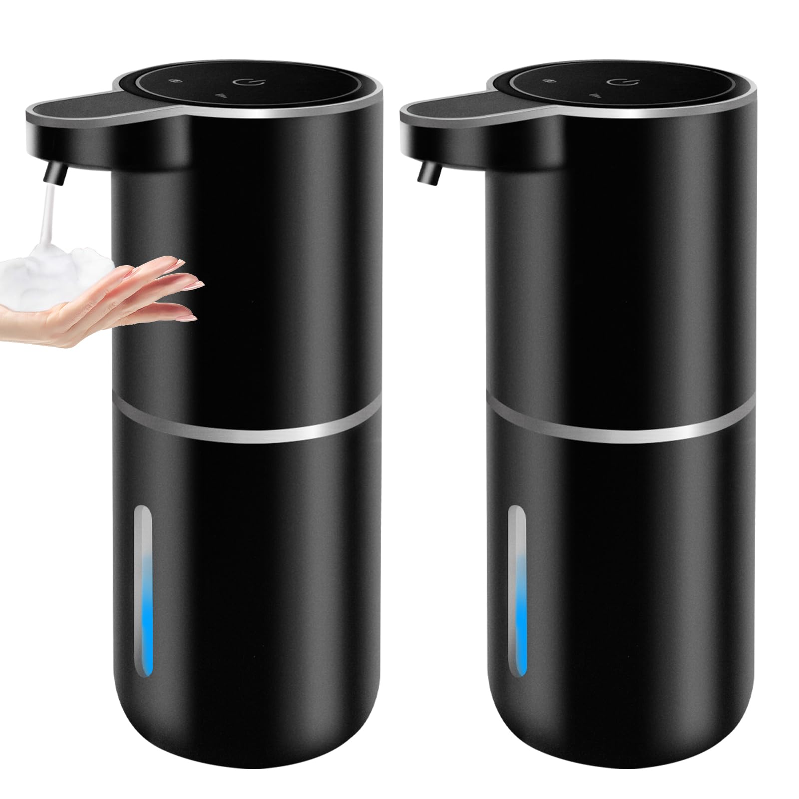 Photo 1 of 2 Pack Automatic Foaming Soap Dispenser,12.8oz/380ml USB Rechargeable 4 Level Adjustable Electric Hand Soap Dispenser for Bathroom,Kitchen,Hotel,Restaurant(Black,P11)