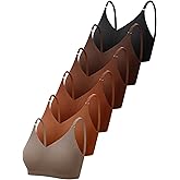 Bencailor 6 Pcs V Neck Bralettes Padded Seamless Bra for Women Wireless Cami Sports with Adjustable Straps