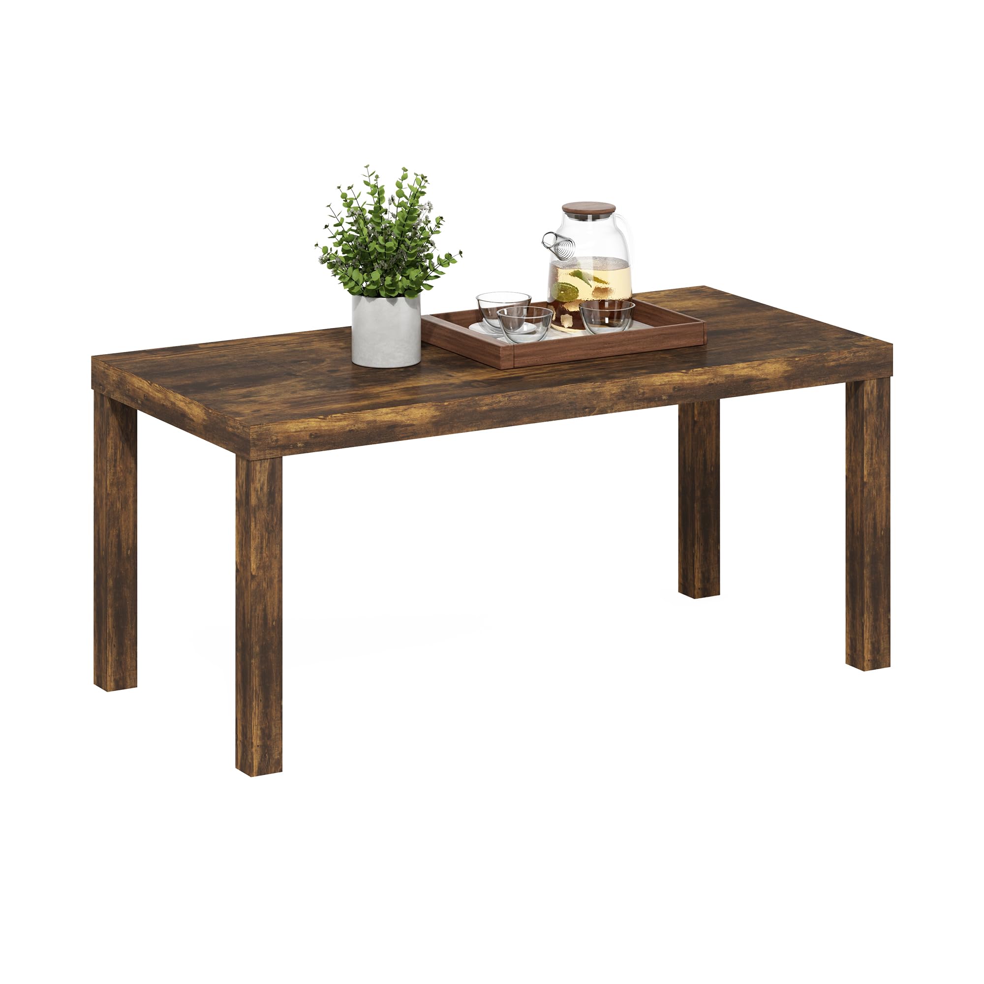 Photo 1 of Furinno Classic Coffee Table, Modern Rectangle Coffee Table with 1.8 Inch Thick Tabletop, Side Table for Living Room, Home Office, Amber Pine