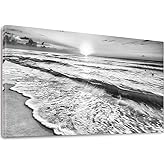 Large Ocean Sea Beach Bathroom Wall Art Canvas Artwork Framed Picture Painting for Office Bedroom Living Room Decor -20"x40"