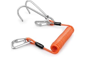 Pluzluce Scuba Diving Reef Double Hook, Drift Safety Telescopic Spring Rope Stainless Steel Reefing Hook with D Ring Carabiner for Drift, Diving, Photographers, and Underwater Activities