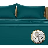 TEXAS LINEN CO. 100% Egyptian Cotton King Size Sheets Set - Luxury 1500 Thread Count Egyptian Cotton Sheets King Size, 17" Deep Pocket, Soft, Cooling Sateen Weave Hotel Quality Bedding Set - Teal