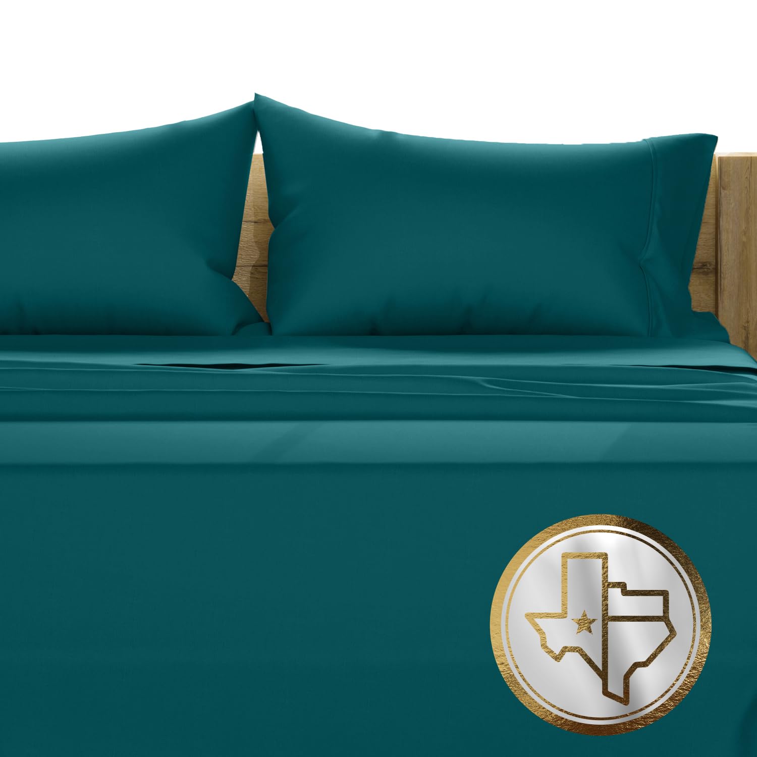 Photo 1 of TEXAS LINEN CO. 100% Egyptian Cotton King Size Sheets Set - Luxury 1500 Thread Count Egyptian Cotton Sheets King Size, 17" Deep Pocket, Soft, Cooling Sateen Weave Hotel Quality Bedding Set - Teal