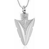 Hearbeingt Urn Necklace for Men Arrowhead Cremation Jewelry for Ashes Memorial Lockets Keepsakes Pendant for Women Men Memory Gift