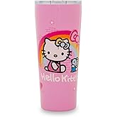 Silver Buffalo Sanrio Hello Kitty Graffiti Double Walled Stainless Steel Tumbler with Straw Featuring Hello Kitty and Joey, 22 Ounces