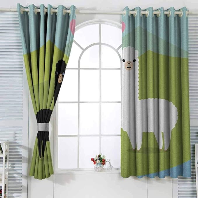 Cortina de poliéster llamas alpacas en amor en las montañas, argentina