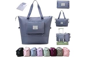 Ranslen Large Capacity Folding Travel Bag,Expansion Travel Duffel Bag with Dry and Wet Separation Portable Travel Duffel Bag