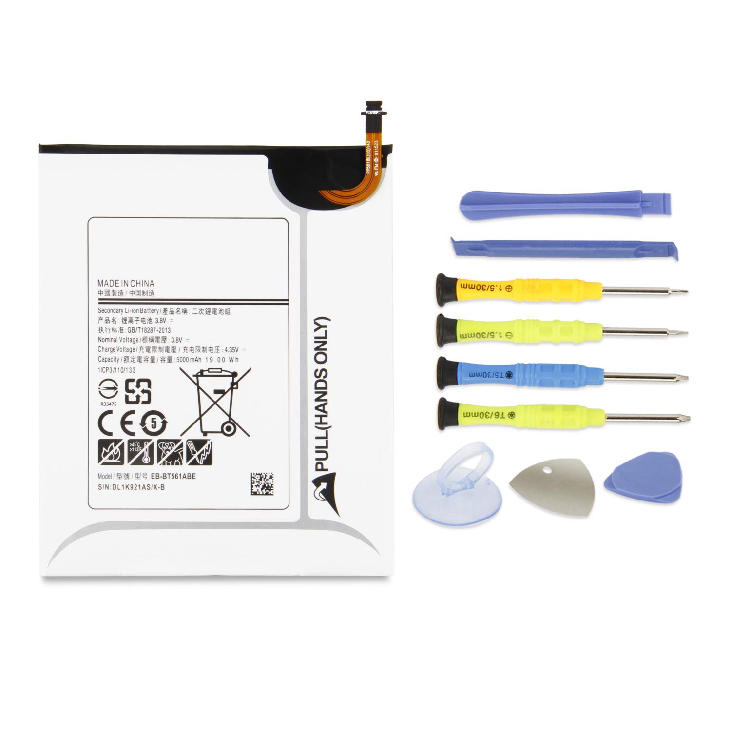 K KYUER 19Wh 5000mAh EB-BT561ABE EB-BT561ABA Tablet Battery Replacement for Samsung Galaxy Tab E Nook 9.6" T560 T561 T561N T561M T561Y SM-T560 SM-T561 SM-T565 (3G & WiFi) with Installation Tools