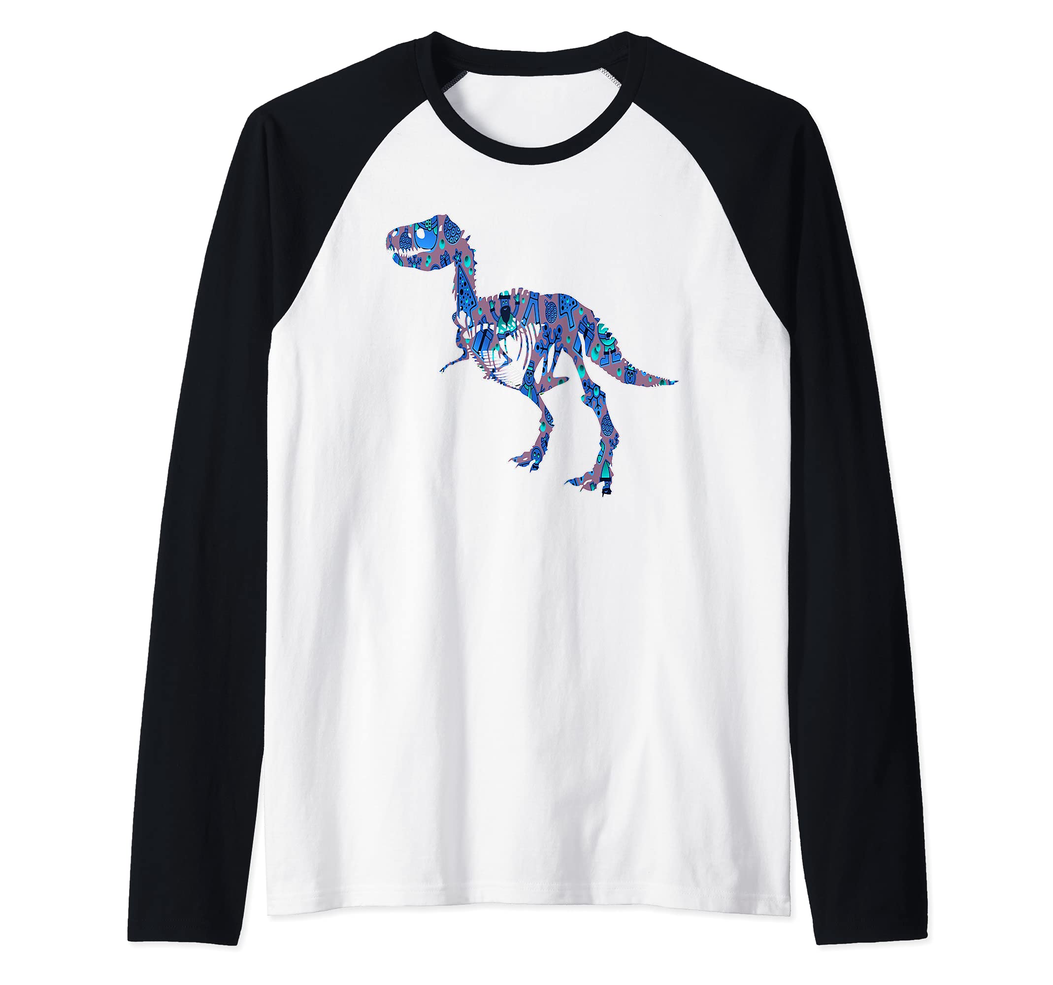 Tyrannosaurus Rex Animal T-Rex Creepy Dinosaur Raglan Baseball Tee