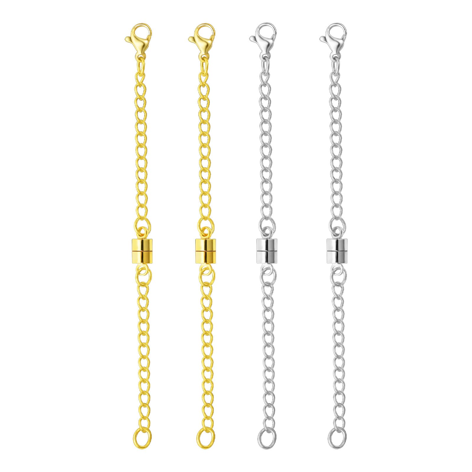 OHINGLT Necklace Extender Magnetic Necklace Clasps and Closures,Adjustable Necklace Extenders Gold and Silver Chain Extension for Necklaces Magnetic Clasps