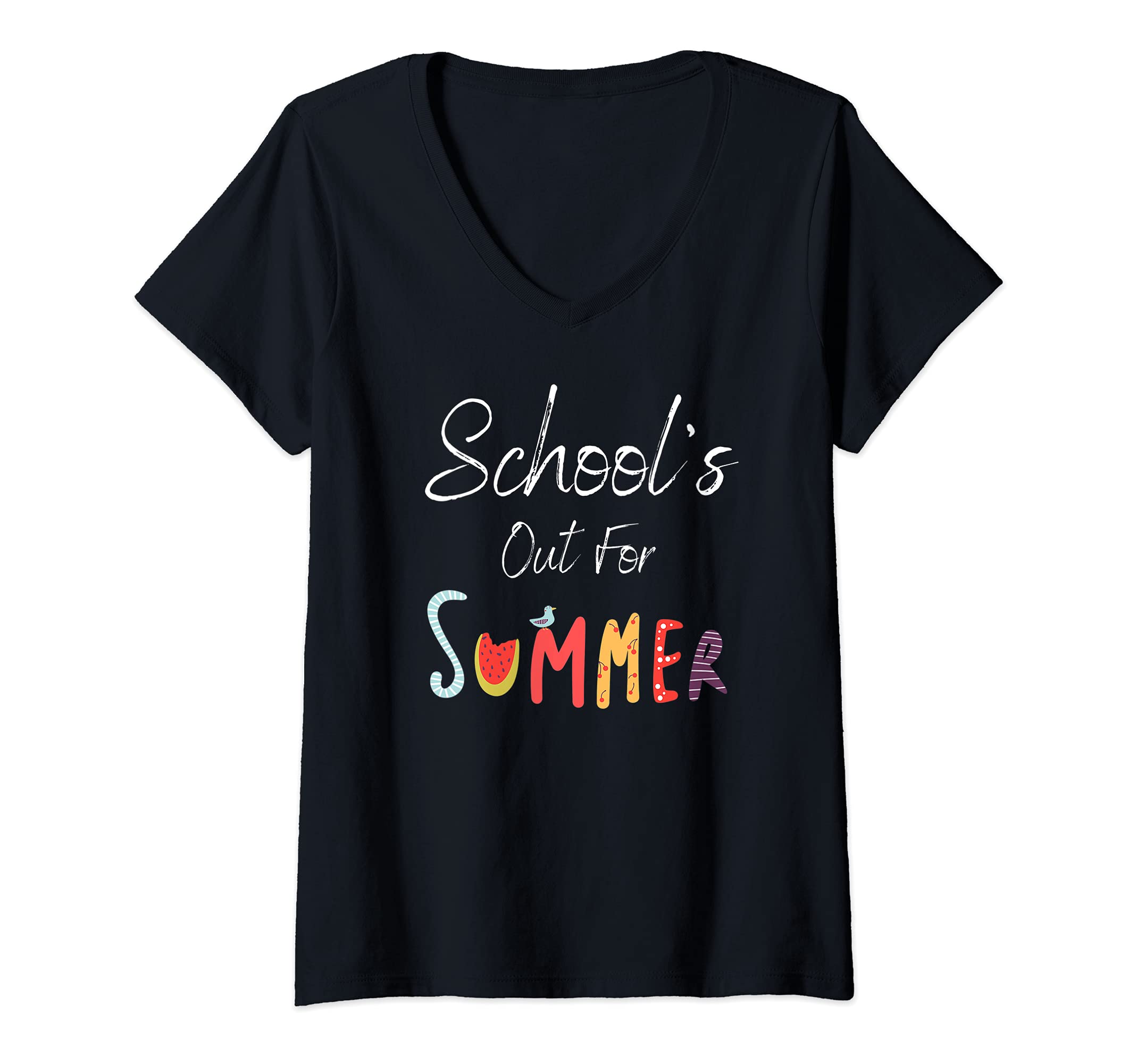 Womens Schools Out For Summer Happy Last Day Of School V-Neck T-Shirt