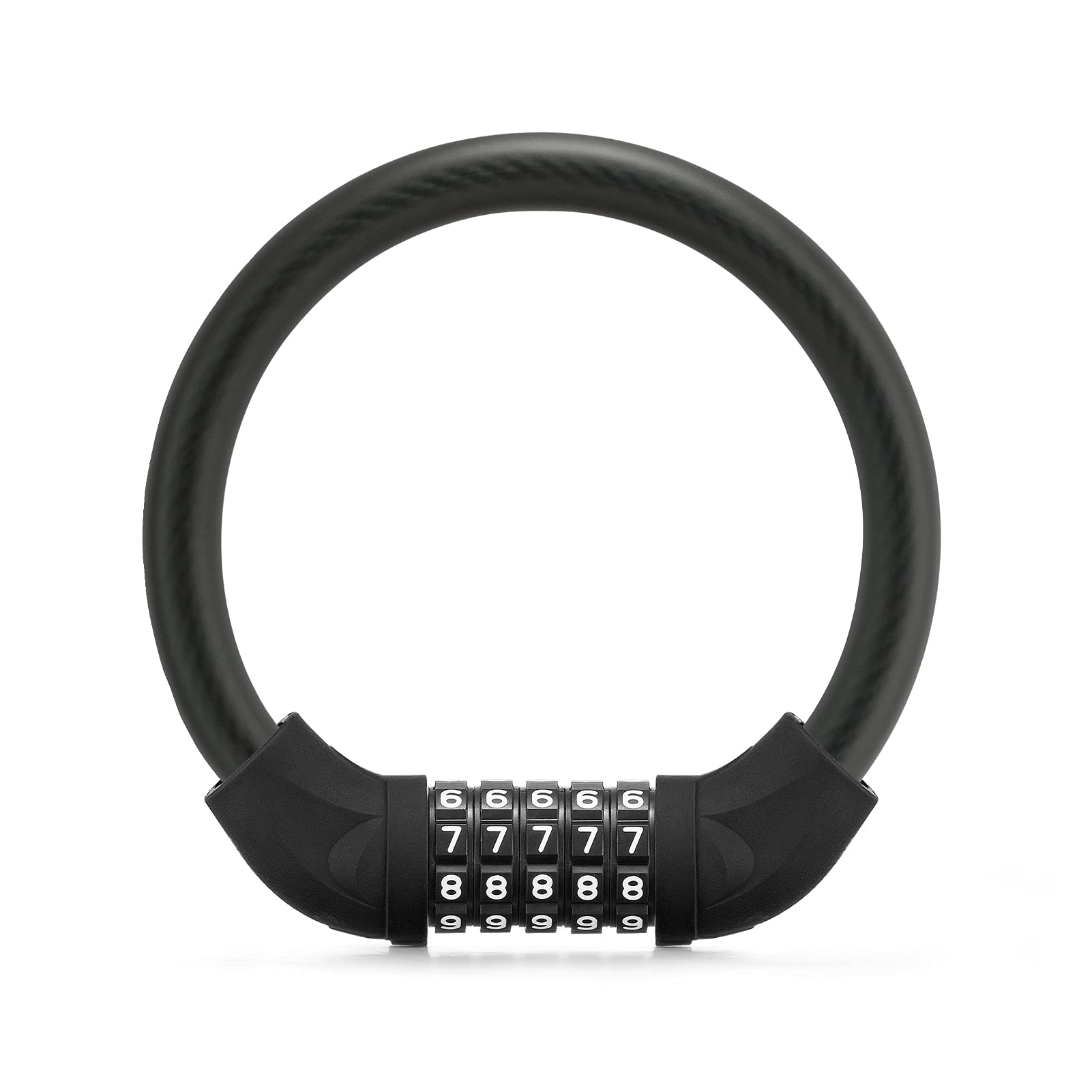 ROCKBROS Bicycle Combination Lock 5-Digit Code Cable Lock with 1.2m/2m Cable High Anti-Theft Lock for Bicycles, Motorcycles, Scooters Black