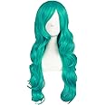 MapofBeauty 24 Inch/60cm Charming Synthetic Fiber Long Wavy Hair Wig Women's Party Full Wig (Dark Teal Green)