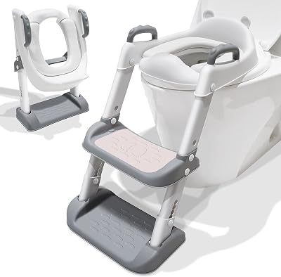Glenmore Toddler Toilet Seat with Step Foldable Potty Training Grey White