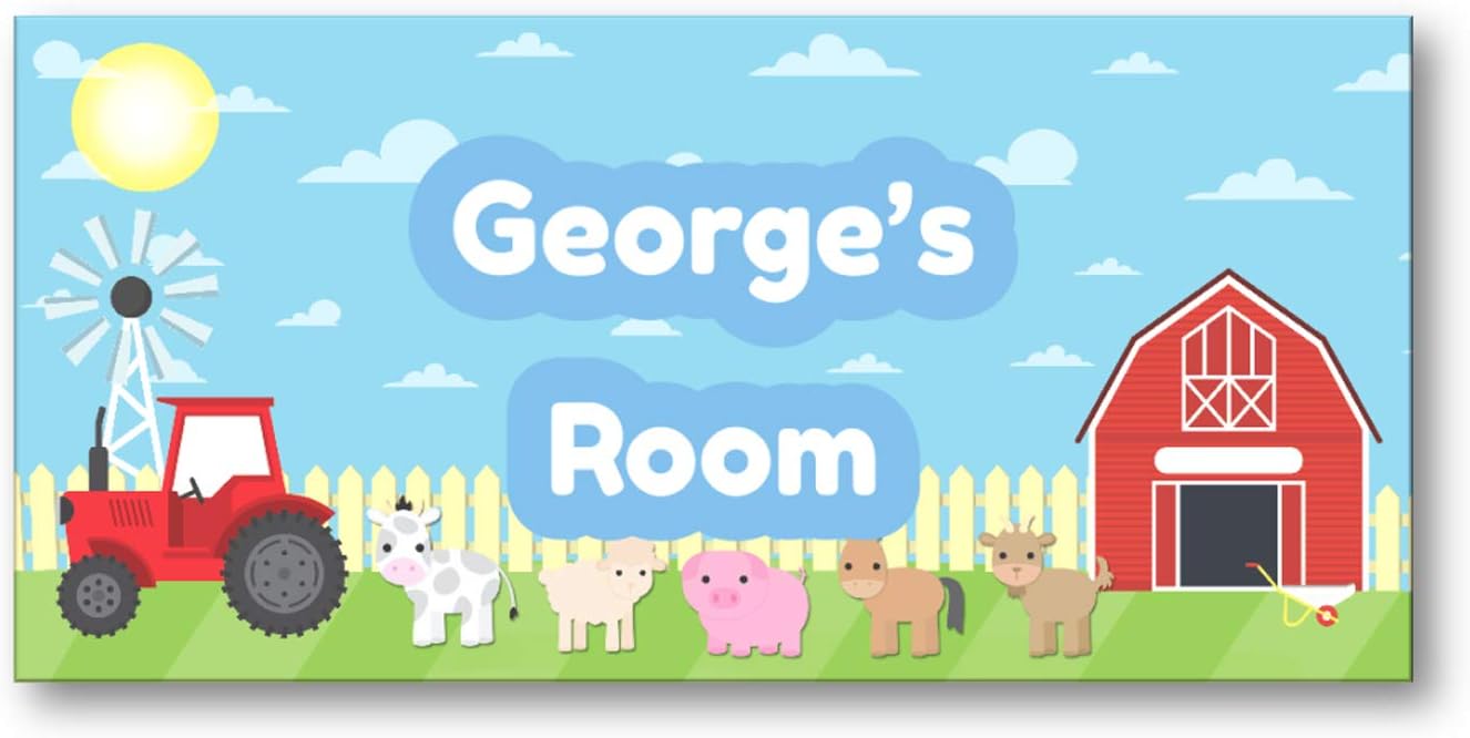 Children's Personalised Name Bedroom Door Signs - Farm Design