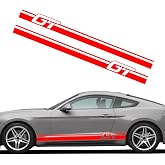 nuoozy Car Side Skirt Vinly Decals Compatible with Ford Mustang Red 2PCS | Auto Body Side Sports Racing Stripe Graphic Stickers, Exterior DIY Modified Decoration Accessories NJ013