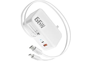 66W 4 in 1 Retractable Wall Charger, USB Type C Fast Charger for iPhone 17 Travel Charger for Multiple Devices, Fast Charging