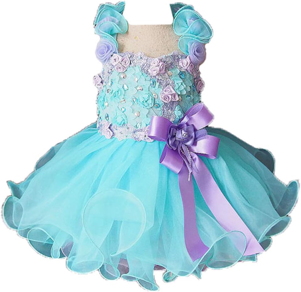 Jenniferwu Infant Toddler Baby Newborn Little Girl's Pageant Party Birthday Dress G099 Aqua SIZE9-12mos