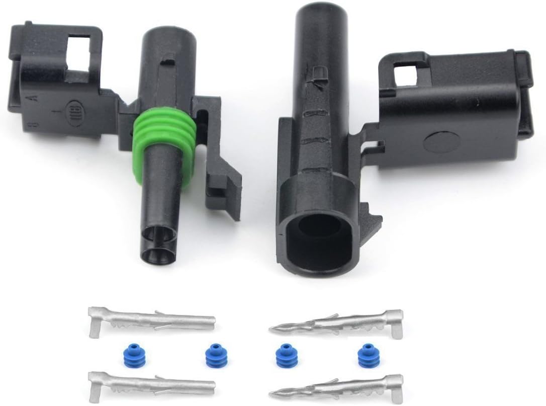 Weather Pack 2 PIN Connectors 5 Sets 12-16 AWG used for cars, trucks, motorcycle, boat, trailer, marine, jetski (2 PIN)