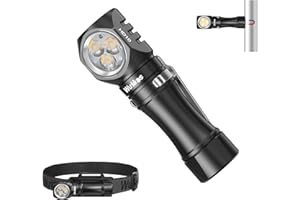 Wurkkos Flashlight Rechargeable 1200 Lumens Small Flashlight with Magnet - HD10 Right Angle Flashlight with Anduril 2.0 RGB UI, IP68 Pocket Flashlight for Headlamp Use,Working,Hiking,Climbing-4000K