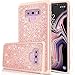 LeYi for Galaxy Note 9 Glitter Case with 3D PTE Screen Protector [2 Pack] for Girls Women, Bling [PC Silicone Leather] Dual Layer Heavy Duty Phone Case for Samsung Galaxy Note 9 Note9 Rose Gold