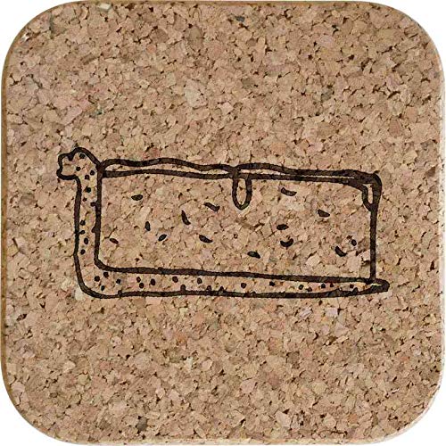 CR00149107 Artículos y equipo de servicio para la restauración Azeeda 4 x Rebanada De Pastel De Queso Posavasos de Corcho Cuadrados de 10cm Utensilios de bar