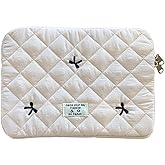 HICARRY Puffy Laptop Sleeve Case Cute Quilted Computer Bag, 13 Inch Bow Embroidery Printed Laptop Carrying Cases, Coquette Aesthetics Protective Cover, Compatible with 11"" 13"" 15"" Notebook, White