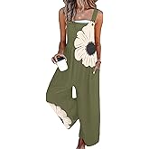 QXE Women's Jumpsuits 2026 Summer Floral Overalls One Piece Outfits Sleeveless Wide Leg Pants Rompers with Pockets