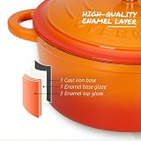 Overmont 26cm Enamelled Cast Iron Round Casserole Pot with Lid & Potholders view 6