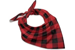 Red Black Buffalo Check Plaid Pattern Bandannas, Headband for Unisex, Square Handkerchief, Silk-Like Head Scarf, Face Cover