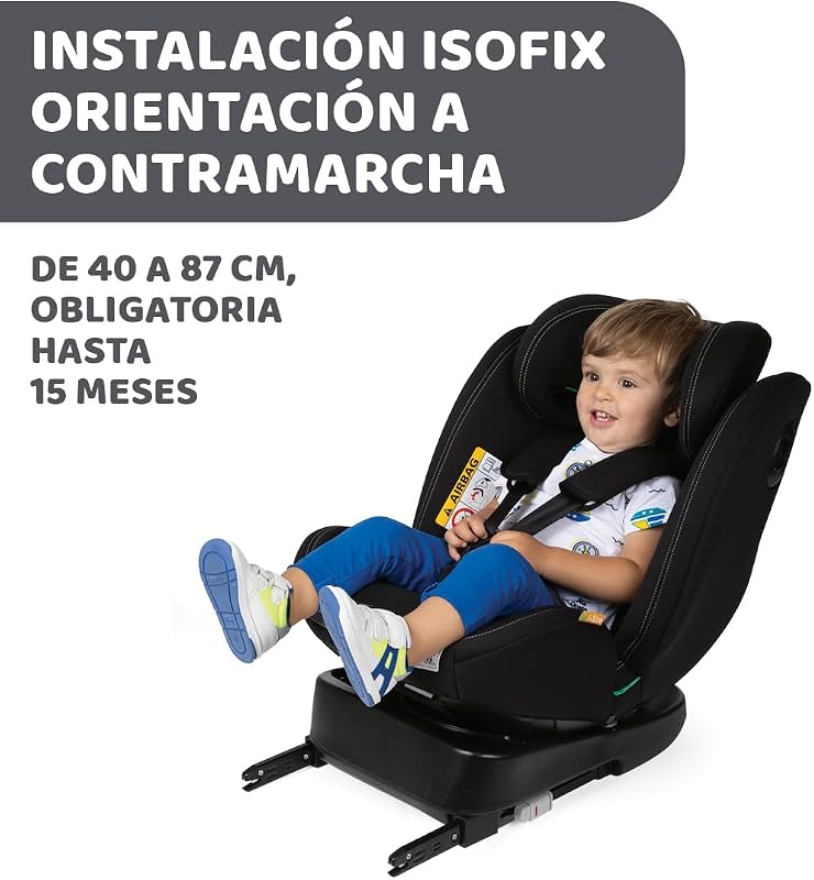 Unico Evo I-Size, Kindersitz 0-36 Kg, für Kinder von 40 bis 150 cm, homologiert ECE R129/03, Isofix 360° drehbar und neigbar, Gruppe 0+/1/2/3 von 0 bis 12 Jahren, Schwarz