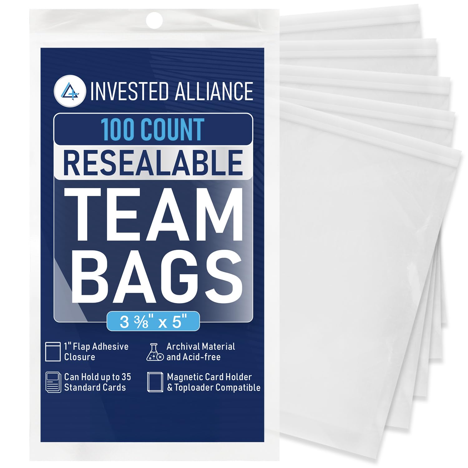 Photo 1 of Invested Alliance Resealable Set Team Bags for Trading Cards | Ultra, TCG, Baseball, Sports Card Team Bags Sleeves. Fits Top loaders, Magnetic & Semi Rigid Holders. High Clarity Collectible Sleeves.