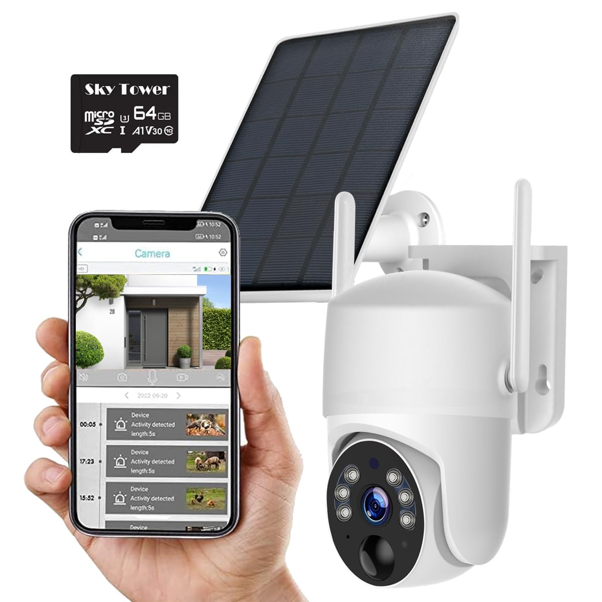 2K Solar Security Camera Outdoor, Wireless WiFi PTZ Pan Tilt 360° View ...