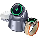 4-in-1 Magnetic Wireless Charging Station with Night Light – Fast Charger Dock for iPhone 17/16/15/14/13, Apple Watch, AirPods – Adjustable Angle MagSafe-Compatible Desk & Bedside Charging Stand