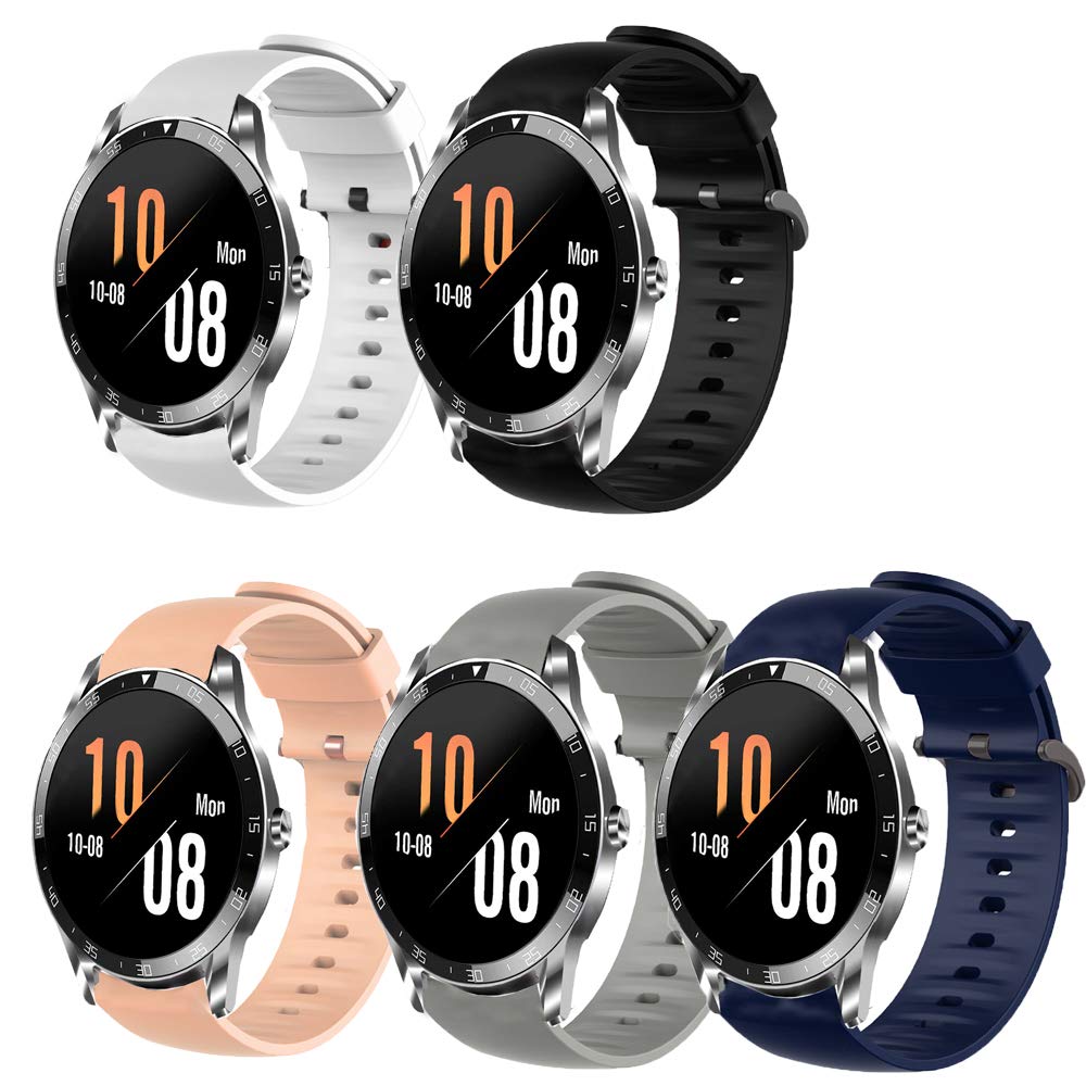 Giaogor Compatible for Blackview X1 Band, Silicone Replacement Soft Band Wristbands Straps with Stainless Steel Buckle for Compatible for Blackview X1 Smartwatch (5 pack)