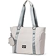 Hanke Laptop Tote Bag with Zipper Lightweight Womens Tote Bags for Work Nylon Bag Shoulder Bag Weekend Bag Travel Bag Sports Gym Bag .（Dune Grey）